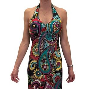 Paisley Halter‎ Maxi Dress Colorful Floral Print Sleeveless Long Dress